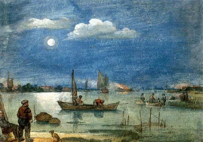 AVERCAMP, Hendrick Fishermen by Moonlight